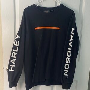 Harley-Davidson Black Crewneck Sweater with Orange Chest Stripe